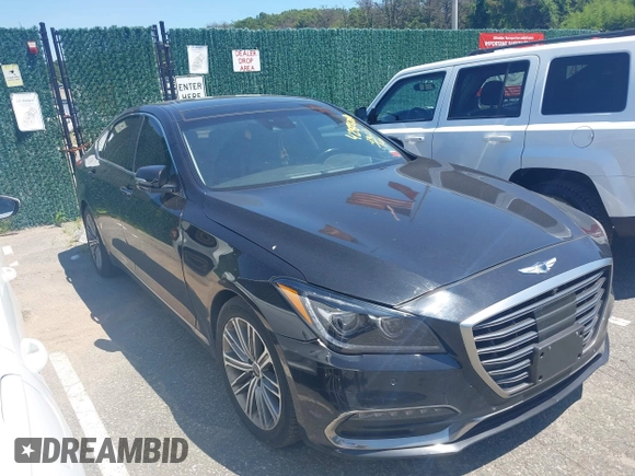 2019 Genesis G80 3.8L with VIN KMHGN4JE6KU296277, listed as a IAAI auction lot 42826288 with 57,471 mi miles and . Bid and sale history available at DreamBid. Image 1.