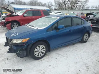 2012 Honda Civic Sdn LX with VIN 2HGFB2F51CH542017, listed as a Copart auction lot 41676925 with 133,206 mi miles and Salvage Title. Bid and sale history available at carsss.com. Image 1.