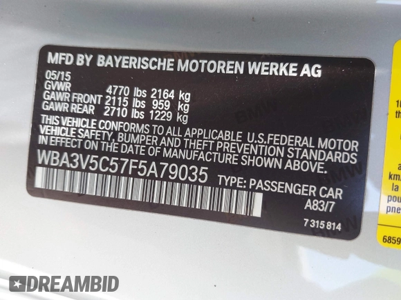2015 BMW 4 Series 428i с VIN WBA3V5C57F5A79035, выставлен на аукционе IAAI как лот 42135872 с пробегом 76 055 миль миль и . История ставок и продаж доступна на DreamBid. Изображение 9.