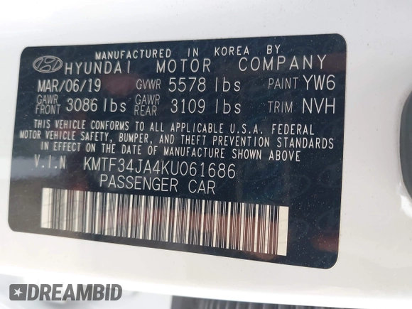 2019 Genesis G90 Premium with VIN KMTF34JA4KU061686, listed as a IAAI auction lot 42157076 with 27,359 mi miles and . Bid and sale history available at DreamBid. Image 9.