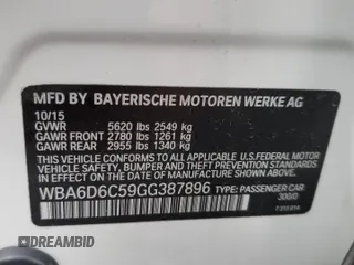 2016 BMW 6 Series 650i xDrive with VIN WBA6D6C59GG387896, listed as a Copart auction lot 50158365 with Not Provided miles and Salvage Title. Bid and sale history available at carsss.com. Image 12.