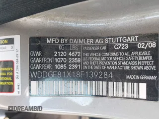 2008 Mercedes-Benz C-Class 3.0L Sport with VIN WDDGF81X18F139284, listed as a IAAI auction lot 42110932 with 162,319 mi miles. Bid and sale history available at carsss.com. Image 9.