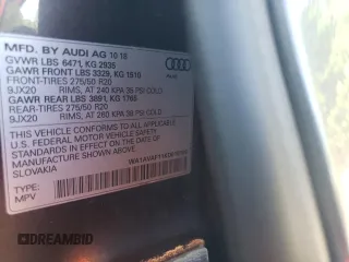 2019 Audi Q8 Premium с VIN WA1AVAF11KD010103, выставлен на аукционе Copart как лот 61801585 с пробегом 26 625 миль миль и Списание • Salvage title. История ставок и продаж доступна на DreamBid. Изображение 13.