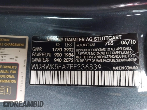 2011 Mercedes-Benz SLK 300 z VIN WDBWK5EA7BF236839, wystawiony jako IAAI lot #41739236 z przebiegiem 93 326 mil mil oraz . Historia ofert i sprzedaży dostępna na DreamBid. Obrazek 9.