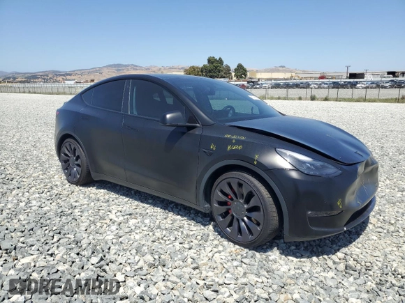 2022 Tesla Model Y Performance with VIN 7SAYGDEF8NF492954, listed as a Copart auction lot 61419965 with 24,885 mi miles and Salvage title. Bid and sale history available at DreamBid. Image 4.