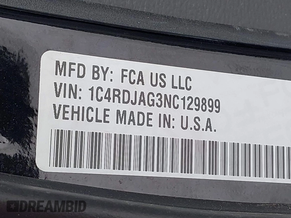 2022 Dodge Durango SXT with VIN 1C4RDJAG3NC129899, listed as a IAAI auction lot 41639299 with 50,268 mi miles and . Bid and sale history available at DreamBid. Image 9.