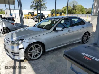 2013 Mercedes-Benz C with VIN WDDGF4HB4DA763879, listed as a Copart auction lot 53202615 with 93,641 mi miles and Salvage Title. Bid and sale history available at carsss.com. Image 1.