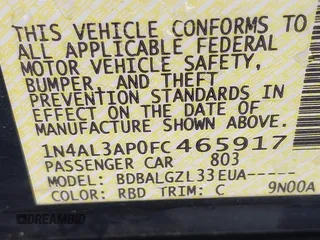 2015 Nissan Altima 2.5 S with VIN 1N4AL3AP0FC465917, listed as a IAAI auction lot 41650721 with 105,357 mi miles. Bid and sale history available at carsss.com. Image 9.