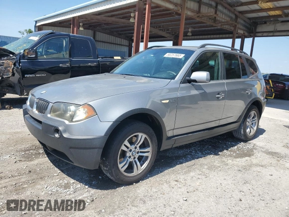 2005 BMW X3 3.0i with VIN WBXPA93495WD11807, listed as a Copart auction lot 58257665 with 207,752 mi miles and Salvage title. Bid and sale history available at DreamBid. Image 1.