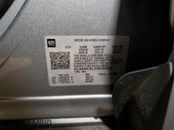 2025 Buick Encore GX Preferred with VIN KL4AMCSL0SB155392, listed as a Copart auction lot 56320395 with 3,127 mi miles and Clean title. Bid and sale history available at DreamBid. Image 13.