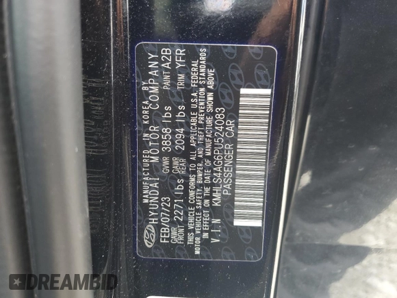 2023 Hyundai Elantra SEL with VIN KMHLS4AG6PU524083, listed as a Copart auction lot 56559725 with 38,435 mi miles and Salvage title. Bid and sale history available at DreamBid. Image 13.