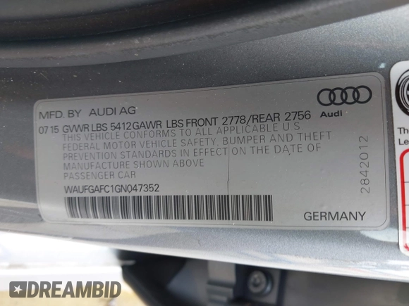 2016 Audi A6 3.0T Premium Plus with VIN WAUFGAFC1GN047352, listed as a IAAI auction lot 41934958 with 111,834 mi miles. Bid and sale history available at carsss.com. Image 9.