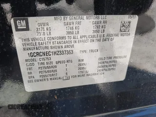 2017 Chevrolet Silverado 1500 LS with VIN 1GCRCNEC1HZ337363, listed as a IAAI auction lot 42059934 with 81,773 mi miles and . Bid and sale history available at DreamBid. Image 9.