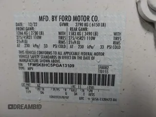 2023 Ford Explorer Platinum с VIN 1FM5K8HC5PGA13109, выставлен на аукционе IAAI как лот 42471674 с пробегом 12 361 миль миль и . История ставок и продаж доступна на DreamBid. Изображение 9.