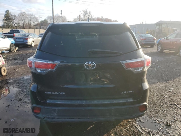 2015 Toyota Highlander LE with VIN 5TDBKRFH3FS102841, listed as a Copart auction lot 50806395 with 123,503 mi miles and Salvage Title. Bid and sale history available at carsss.com. Image 6.