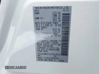 2015 Nissan Pathfinder Platinum z VIN 5N1AR2MM1FC636352, wystawiony jako IAAI lot #38486561 z przebiegiem 105 934 mil mil oraz . Historia ofert i sprzedaży dostępna na DreamBid. Obrazek 9.