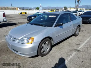 2002 Honda Civic LX with VIN 1HGEM22572L001289, listed as a Copart auction lot 48754145 with 105,516 mi miles and Salvage Title. Bid and sale history available at carsss.com. Image 1.