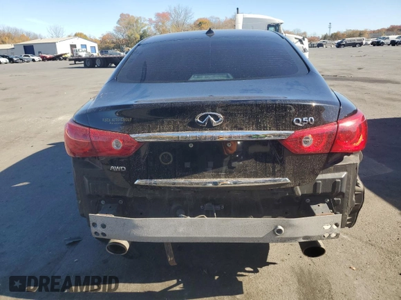 2015 Infiniti Q50 Premium with VIN JN1BV7AR1FM422217, listed as a Copart auction lot 77656424 with Not provided miles and Salvage title. Bid and sale history available at DreamBid. Image 6.