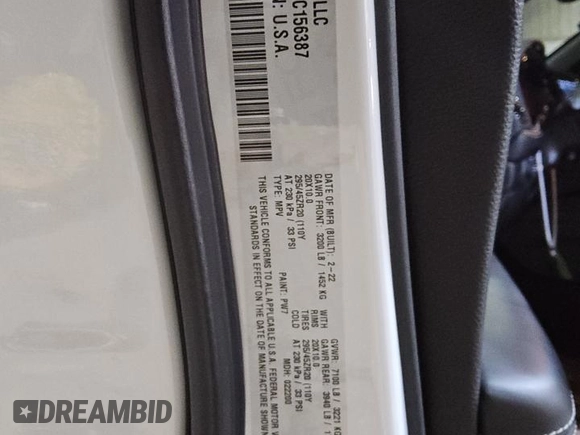 2022 Dodge Durango SRT 392 with VIN 1C4SDJGJ6NC156387, listed as a Copart auction lot 45203045 with 47,740 mi miles and Clean title. Bid and sale history available at DreamBid. Image 13.