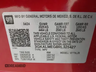 2024 GMC Terrain SLE with VIN 3GKALMEG8RL325427, listed as a IAAI auction lot 42172623 with Not provided miles and . Bid and sale history available at DreamBid. Image 9.