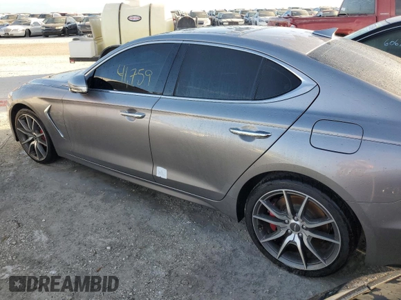 2021 Genesis G70 3.3T with VIN KMTG74LE1MU071782, listed as a Copart auction lot 74787954 with 41,759 mi miles and Non Repairable. Bid and sale history available at carsss.com. Image 2.