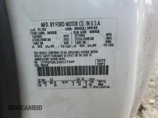 2003 Ford F-250 XL с VIN 1FTNF20L23EC17549, выставлен на аукционе Copart как лот 84267774 с пробегом 227 219 миль миль и Чистый • Clean title. История ставок и продаж доступна на DreamBid. Изображение 12.
