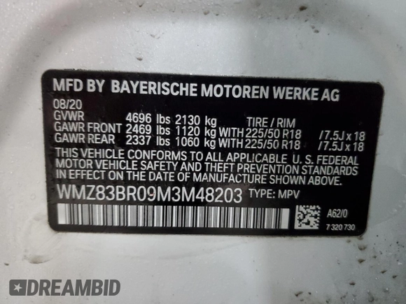 2021 MINI Countryman Cooper S with VIN WMZ83BR09M3M48203, listed as a Copart auction lot 41382705 with 60,844 mi miles and Salvage title. Bid and sale history available at DreamBid. Image 13.
