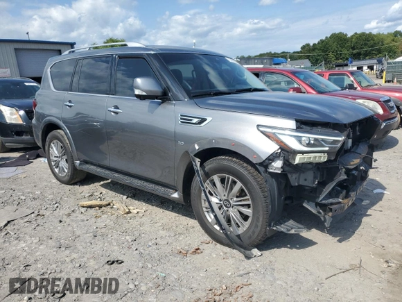 2019 Infiniti QX80 LUXE with VIN JN8AZ2NE3K9236932, listed as a Copart auction lot 70428804 with 82,166 mi miles and Salvage Title. Bid and sale history available at carsss.com. Image 4.