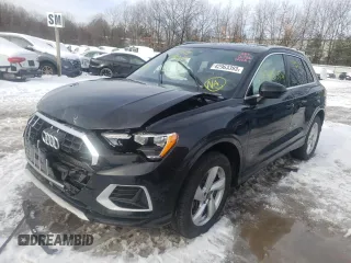 2022 Audi Q3 Premium with VIN WA1AUCF34N1001093, listed as a Copart auction lot 42963393 with 21,932 mi miles. Bid and sale history available at carsss.com. Image 1.