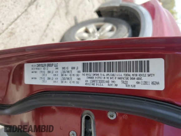 2013 Ram 1500 Big Horn z VIN 1C6RR7GT3DS551448, wystawiony jako Copart lot #54547155 z przebiegiem 147 826 mil mil oraz Szkoda całkowita • Salvage title. Historia ofert i sprzedaży dostępna na DreamBid. Obrazek 12.