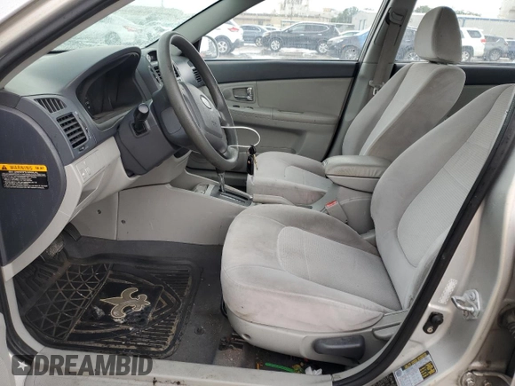 2008 Kia Spectra EX with VIN KNAFE121285529131, listed as a Copart auction lot 61096535 with 161,595 mi miles and Salvage title. Bid and sale history available at DreamBid. Image 7.
