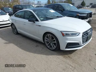 2019 Audi A5 Sportback Premium Plus with VIN WAUENCF57KA047077, listed as a IAAI auction lot 41635652 with 55,807 mi miles and . Bid and sale history available at DreamBid. Image 1.