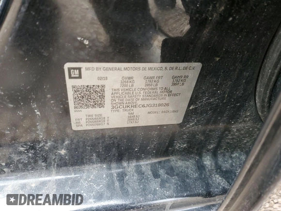 2018 Chevrolet Silverado 1500 LT with VIN 3GCUKREC6JG318026, listed as a Copart auction lot 50734205 with 73,364 mi miles and Salvage Title. Bid and sale history available at carsss.com. Image 12.