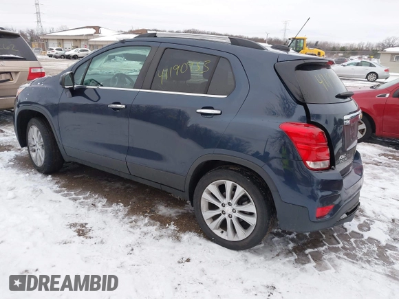 2018 Chevrolet Trax Premier with VIN 3GNCJRSB2JL267942, listed as a IAAI auction lot 41190953 with 39,918 mi miles. Bid and sale history available at carsss.com. Image 3.