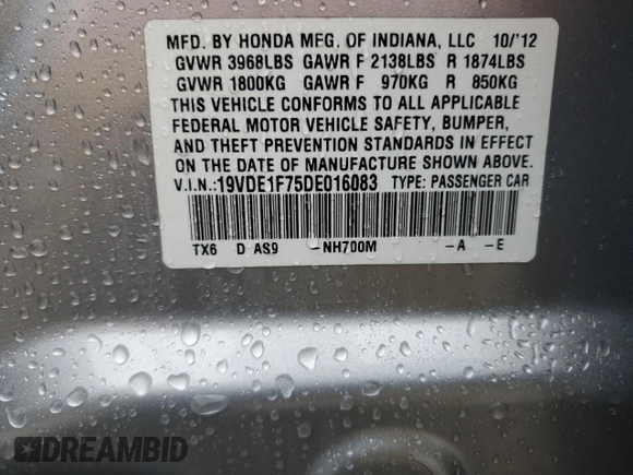 2013 Acura ILX Tech Pkg with VIN 19VDE1F75DE016083, listed as a Copart auction lot 44779975 with 96,145 mi miles and Salvage Title. Bid and sale history available at carsss.com. Image 14.