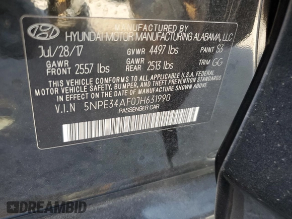 2018 Hyundai Sonata SEL with VIN 5NPE34AF0JH631990, listed as a Copart auction lot 53000595 with 41,736 mi miles and Salvage Title. Bid and sale history available at DreamBid. Image 14.