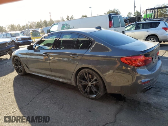 2019 BMW 5 Series M550i xDrive with VIN WBAJB9C55KB288709, listed as a Copart auction lot 46590735 with 58,256 mi miles and Salvage title. Bid and sale history available at DreamBid. Image 2.