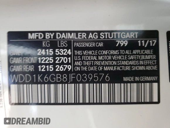 2018 Mercedes-Benz E-Class E 400 with VIN WDD1K6GB8JF039576, listed as a Copart auction lot 87210464 with 20,003 mi miles and Salvage Title. Bid and sale history available at carsss.com. Image 14.