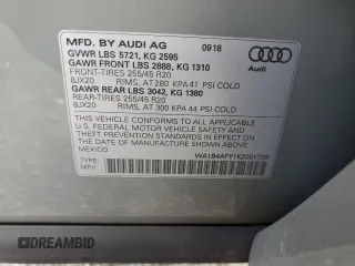 2019 Audi SQ5 Premium Plus with VIN WA1B4AFY1K2001739, listed as a Copart auction lot 44765984 with 29,469 mi miles and . Bid and sale history available at DreamBid. Image 14.