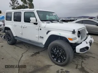2021 Jeep Wrangler Unlimited Sahara High Altitude with VIN 1C4HJXEM2MW539162, listed as a Copart auction lot 81985614 with Not provided miles and Salvage title. Bid and sale history available at DreamBid. Image 4.