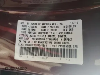 2013 Honda Accord LX z VIN 1HGCR2F32DA061593, wystawiony jako Copart lot #75880224 z przebiegiem 146 986 mil mil oraz Szkoda całkowita • Salvage title. Historia ofert i sprzedaży dostępna na DreamBid. Obrazek 12.