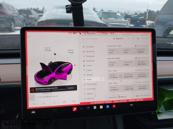 2023 Tesla Model 3 Long Range with VIN 5YJ3E1EBXPF708122, listed as a IAAI auction lot 41185314 with 27,765 mi miles and . Bid and sale history available at DreamBid. Image 18.