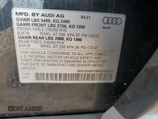 2021 Audi Q5 Premium Plus with VIN WA1BAAFY6M2083415, listed as a Copart auction lot 58831785 with 21,055 mi miles and Salvage title. Bid and sale history available at DreamBid. Image 13.
