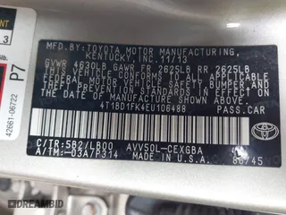 2014 Toyota Camry Hybrid LE with VIN 4T1BD1FK4EU106488, listed as a IAAI auction lot 40794286 with 98,911 mi miles. Bid and sale history available at carsss.com. Image 9.