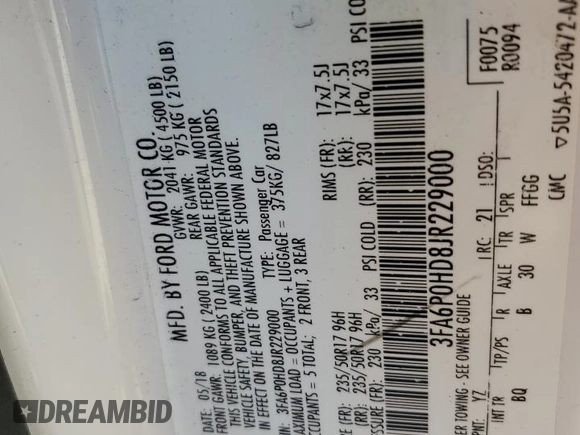 2018 Ford Fusion SE with VIN 3FA6P0HD8JR229000, listed as a Copart auction lot 49848275 with 81,065 mi miles and Clean title. Bid and sale history available at DreamBid. Image 12.