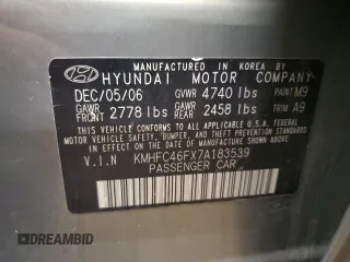 2007 Hyundai Azera SE z VIN KMHFC46FX7A183539, wystawiony jako Copart lot #54205265 z przebiegiem 154 942 mil mil oraz Nie do naprawy • Non repairable. Historia ofert i sprzedaży dostępna na DreamBid. Obrazek 13.