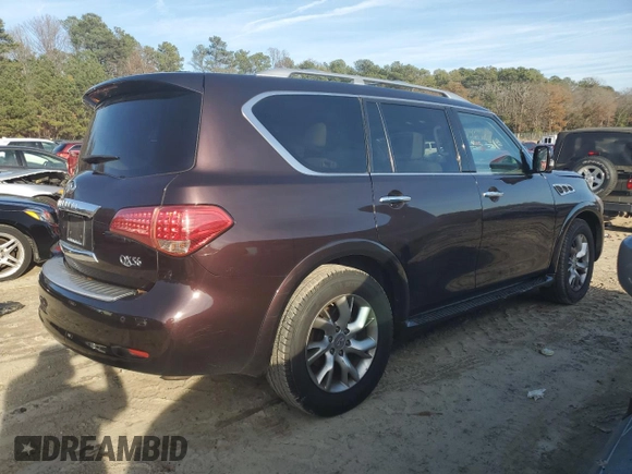 2012 Infiniti QX56 8-passenger with VIN JN8AZ2NC5C9317964, listed as a Copart auction lot 81975304 with 163,819 mi miles and Salvage Title. Bid and sale history available at carsss.com. Image 3.