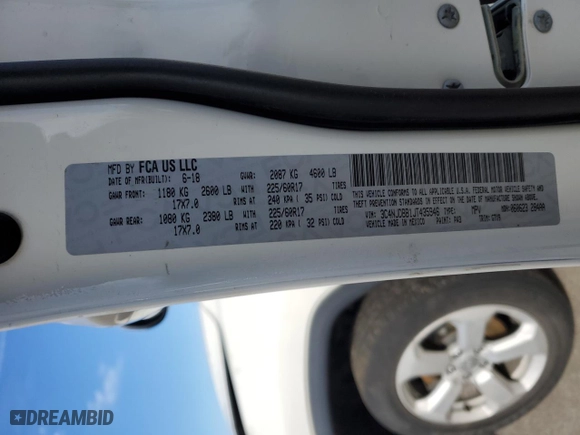 2018 Jeep Compass Latitude with VIN 3C4NJDBB1JT435946, listed as a Copart auction lot 45376585 with 29,144 mi miles and Salvage Title. Bid and sale history available at carsss.com. Image 12.