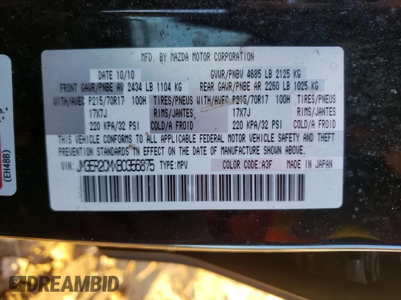 2011 Mazda CX-7 i Touring with VIN JM3ER2CMXB0356875, listed as a Copart auction lot 84718264 with 195,989 mi miles and Salvage Title. Bid and sale history available at DreamBid. Image 14.