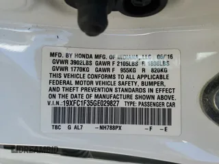 2016 Honda Civic EX-T z VIN 19XFC1F35GE029827, wystawiony jako Copart lot #55698325 z przebiegiem 108 297 mil mil oraz Szkoda całkowita • Salvage title. Historia ofert i sprzedaży dostępna na DreamBid. Obrazek 12.